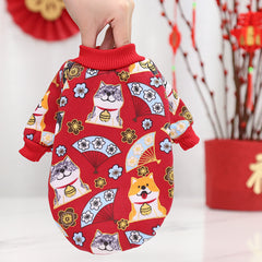 Thin Fleece New Year's Dress for Pets